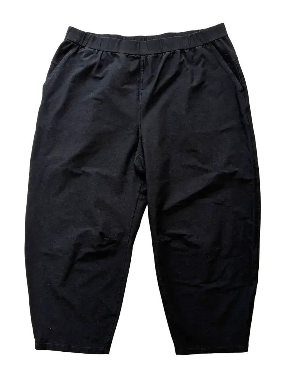 EILEEN FISHER Washable Stretch Crepe Arch Pants in Black SZ 2X